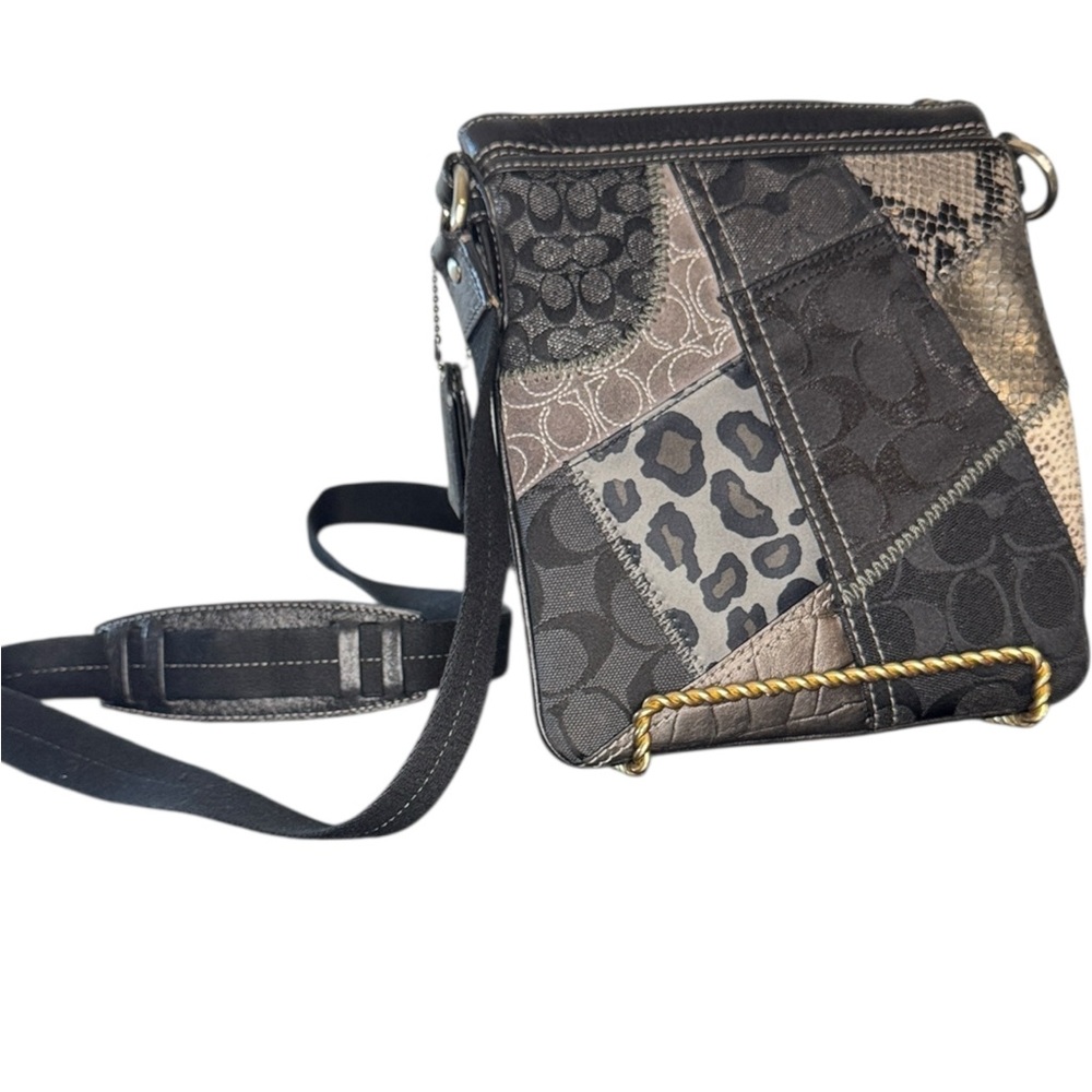 Coach Patchwork Crossbody Bag - Black and Gray